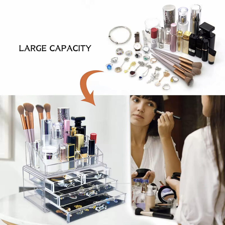 Elevate Your Beauty Storage: 2 Pcs/Set Stackable Clear Acrylic Makeup Organizer